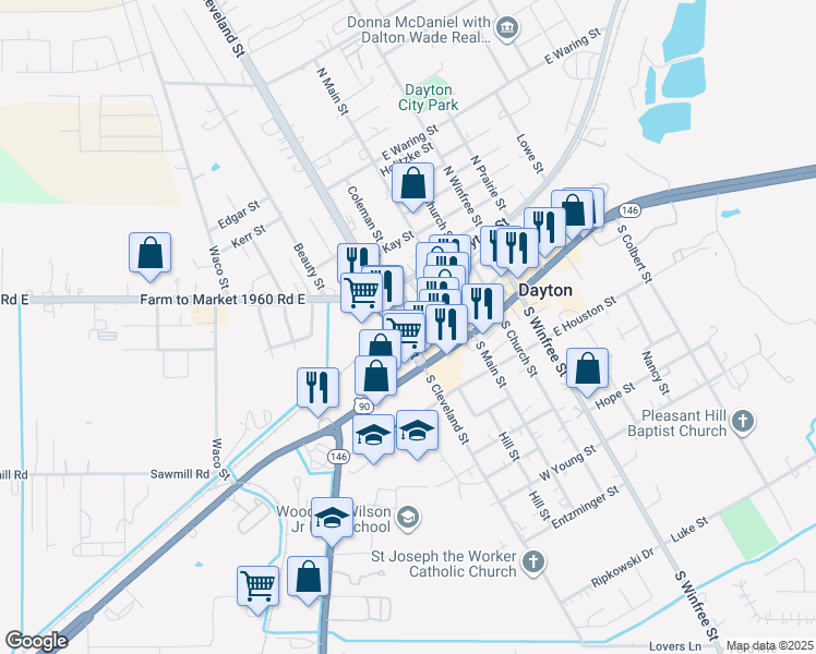 map of restaurants, bars, coffee shops, grocery stores, and more near 100 Bryan Street in Dayton