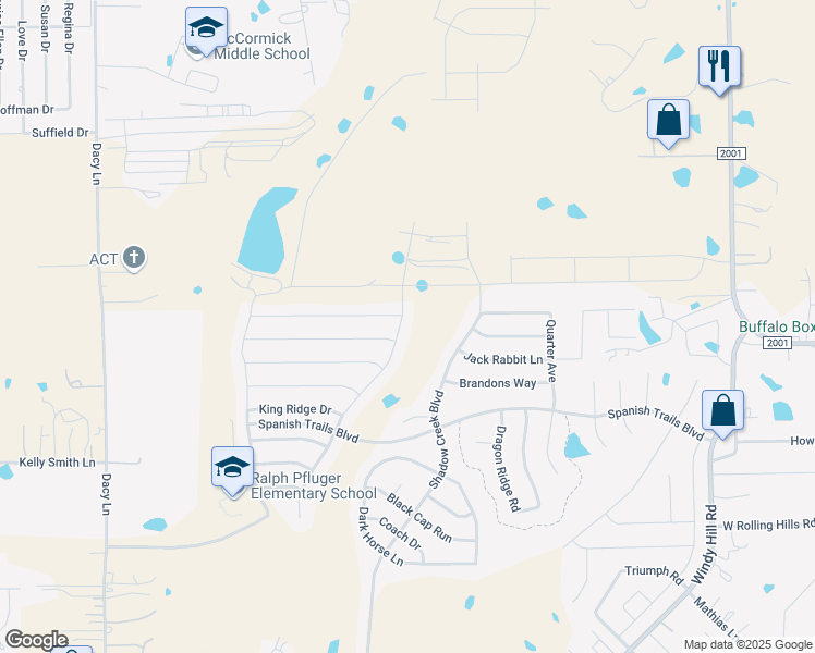 map of restaurants, bars, coffee shops, grocery stores, and more near 5559 Heron Drive in Buda