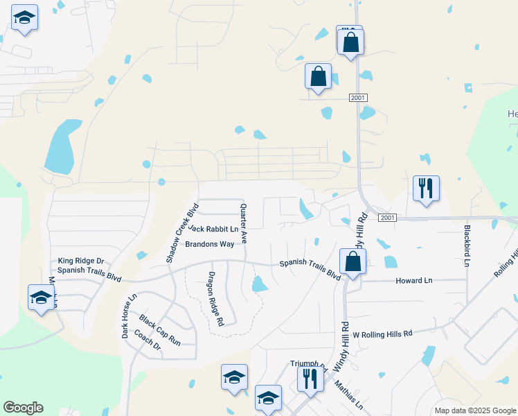 map of restaurants, bars, coffee shops, grocery stores, and more near 458 Jack Rabbit Lane in Buda