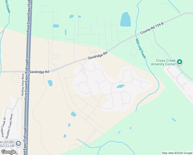 map of restaurants, bars, coffee shops, grocery stores, and more near 2429 Sandridge Road in Green Cove Springs