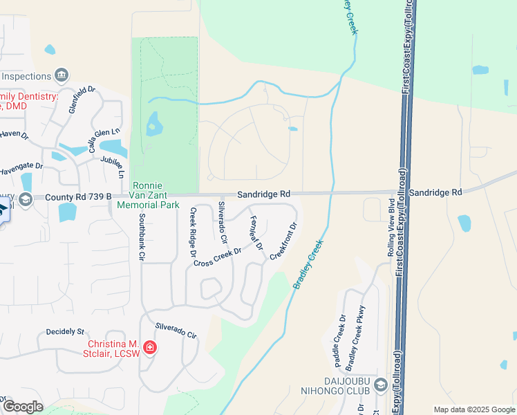map of restaurants, bars, coffee shops, grocery stores, and more near 2360 Creekfront Drive in Green Cove Springs