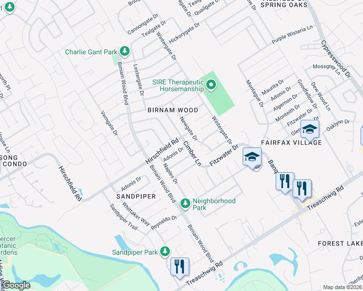 map of restaurants, bars, coffee shops, grocery stores, and more near 4434 Adonis Drive in Spring
