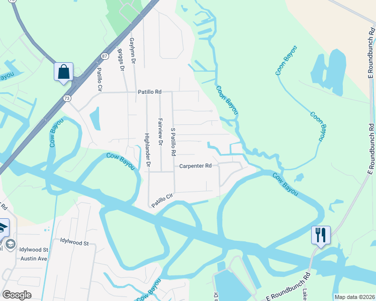 map of restaurants, bars, coffee shops, grocery stores, and more near 3419 Carpenter Road in Orange