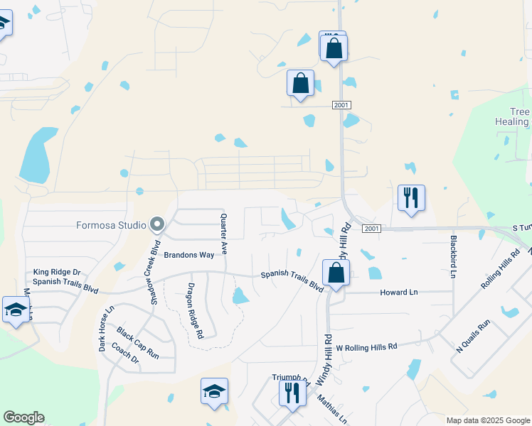 map of restaurants, bars, coffee shops, grocery stores, and more near 211 Samuel Drive in Buda