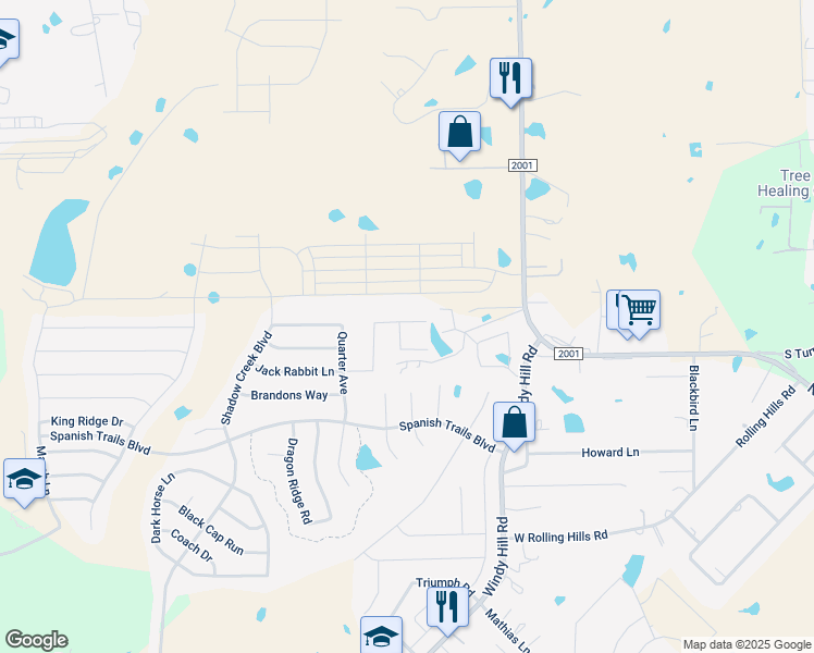 map of restaurants, bars, coffee shops, grocery stores, and more near 611 Jack Rabbit Lane in Buda