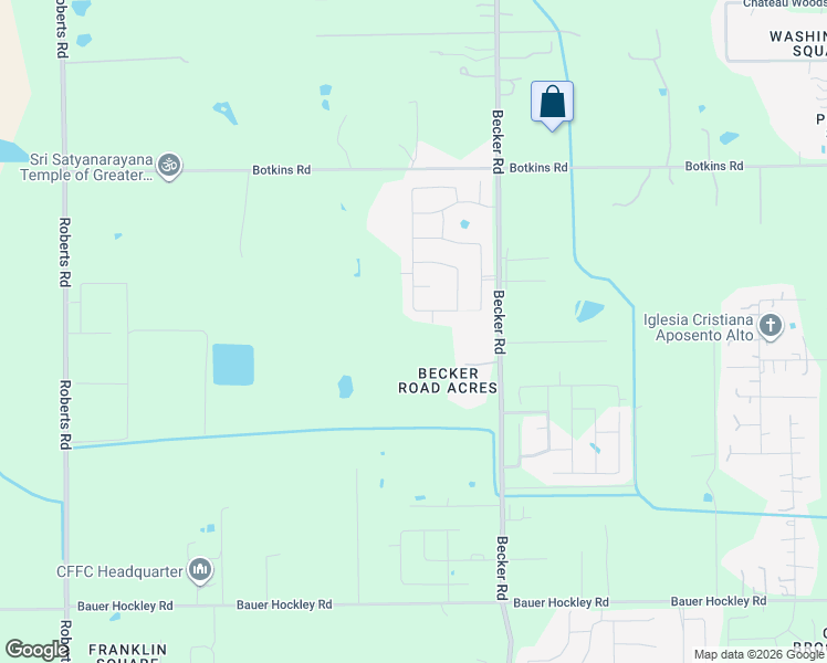 map of restaurants, bars, coffee shops, grocery stores, and more near 18619 Becker Road in Hockley