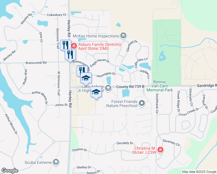 map of restaurants, bars, coffee shops, grocery stores, and more near 2851 Sandridge Road in Green Cove Springs