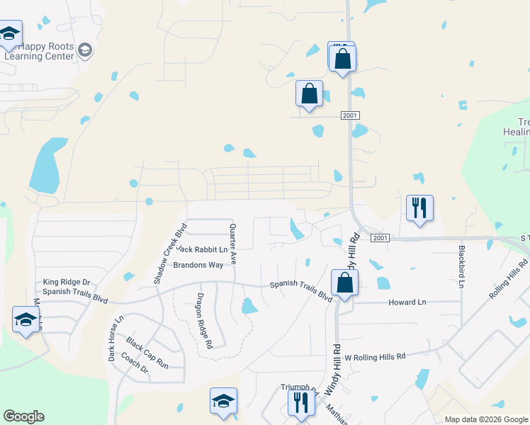 map of restaurants, bars, coffee shops, grocery stores, and more near 543 Jack Rabbit Lane in Buda
