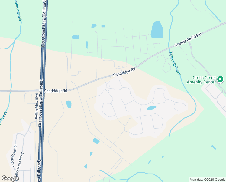 map of restaurants, bars, coffee shops, grocery stores, and more near 2429 Sandridge Road in Green Cove Springs