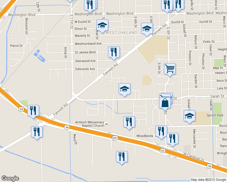 map of restaurants, bars, coffee shops, grocery stores, and more near 4155 Nissi Street in Beaumont