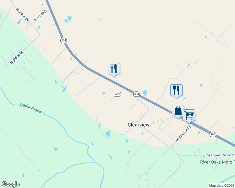 map of restaurants, bars, coffee shops, grocery stores, and more near 109 Clearview Drive in Bastrop