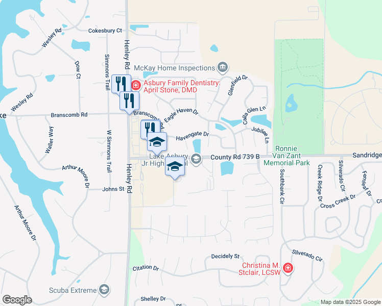 map of restaurants, bars, coffee shops, grocery stores, and more near 2531 Sandhaven Court in Green Cove Springs