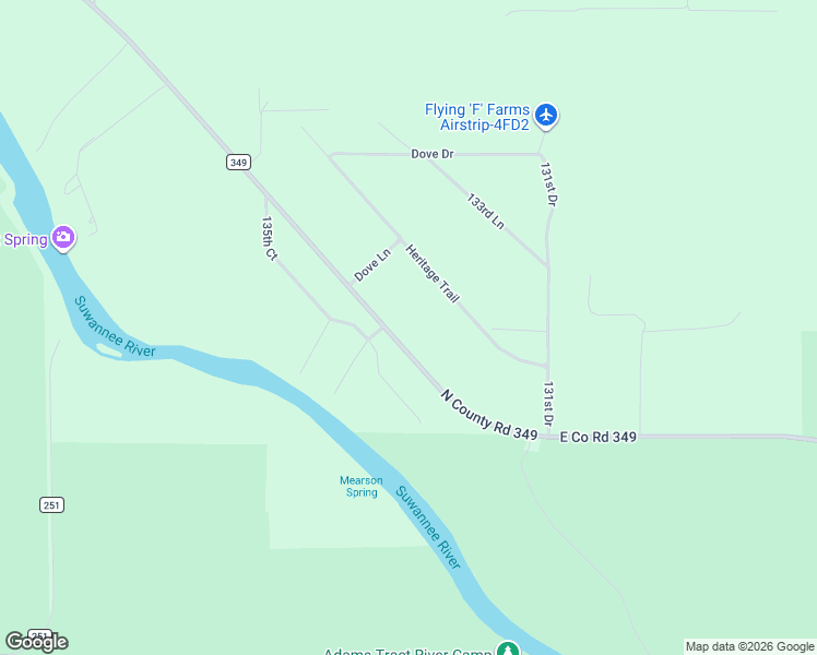 map of restaurants, bars, coffee shops, grocery stores, and more near 22278-22298 North County Road 349 in Suwannee