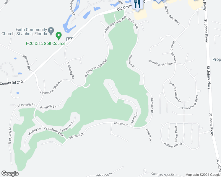 map of restaurants, bars, coffee shops, grocery stores, and more near 1689 Austin Lane in St. Augustine