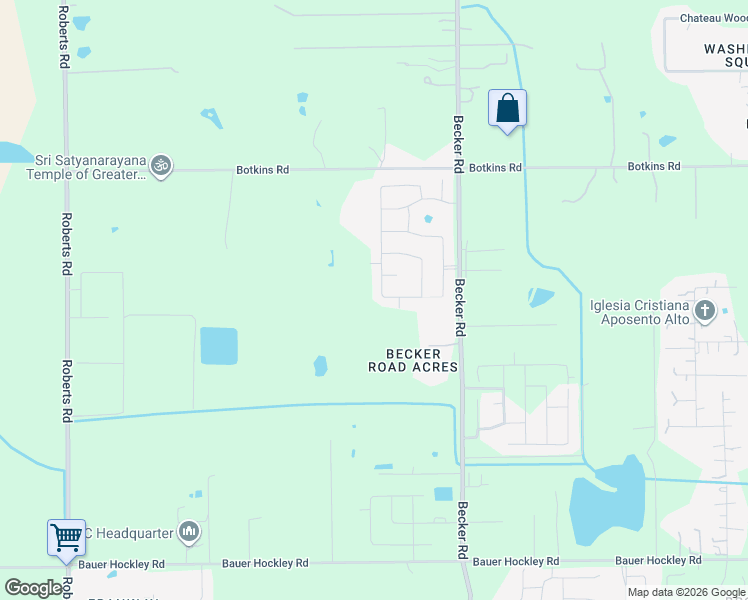 map of restaurants, bars, coffee shops, grocery stores, and more near 18619 Becker Road in Hockley