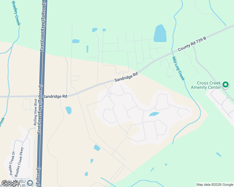 map of restaurants, bars, coffee shops, grocery stores, and more near 2429 Sandridge Road in Green Cove Springs