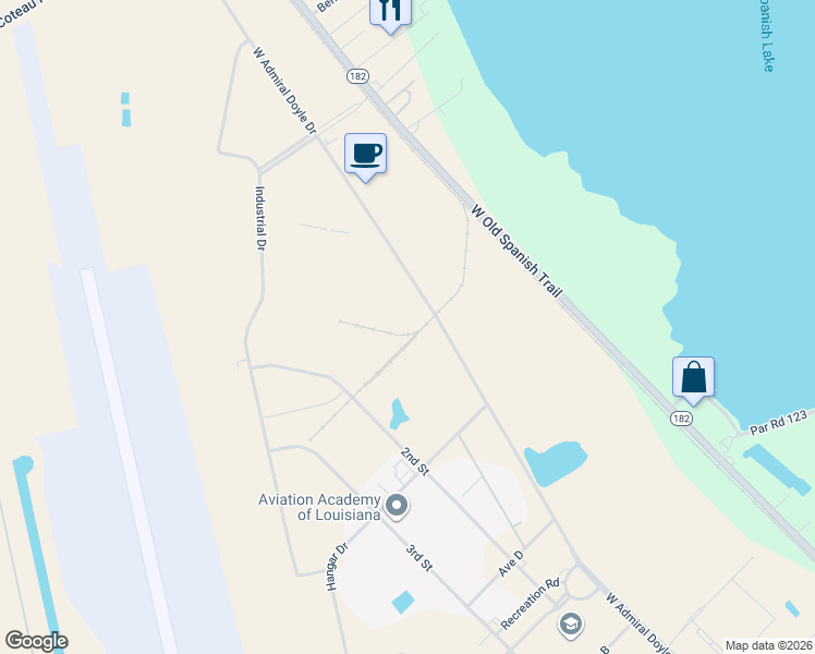 map of restaurants, bars, coffee shops, grocery stores, and more near 1500 Jane Street in New Iberia