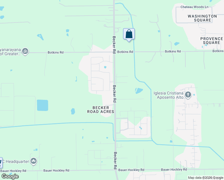 map of restaurants, bars, coffee shops, grocery stores, and more near 18619 Becker Road in Hockley