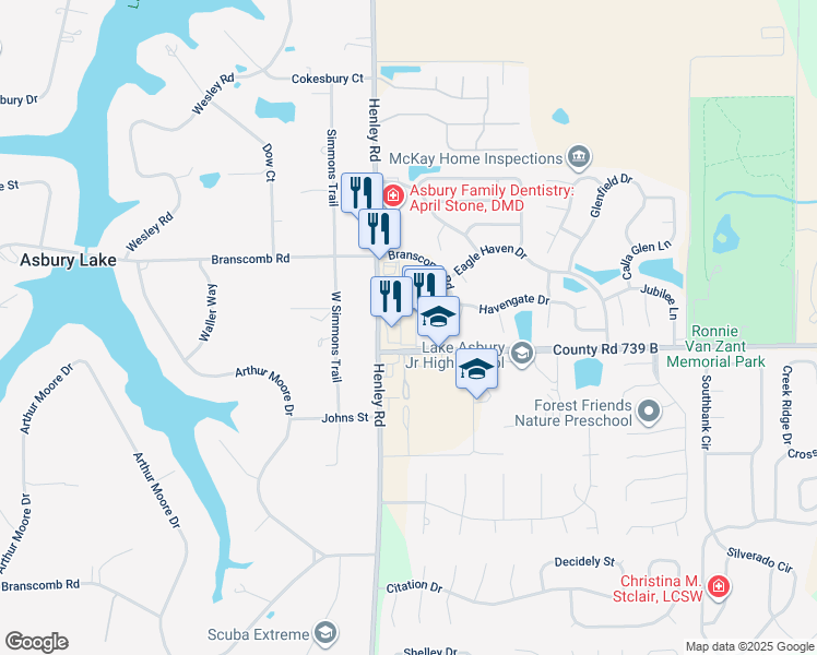 map of restaurants, bars, coffee shops, grocery stores, and more near 2851 Henley Road in Green Cove Springs