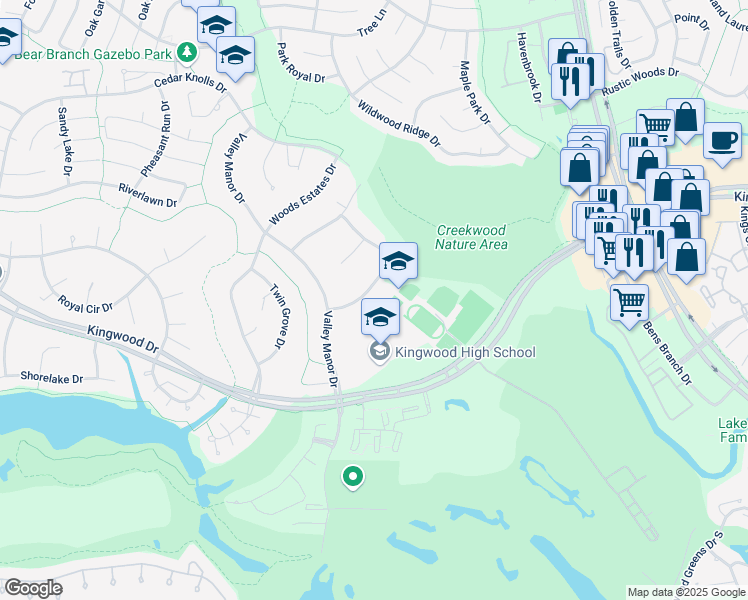 map of restaurants, bars, coffee shops, grocery stores, and more near 2714 Laurel Garden Drive in Houston