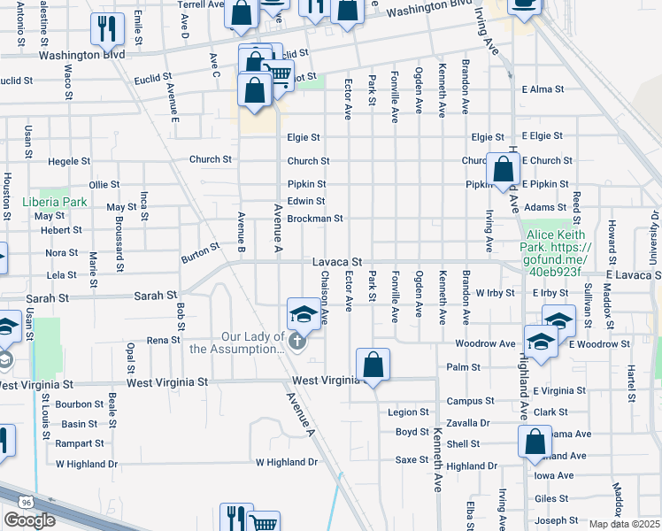 map of restaurants, bars, coffee shops, grocery stores, and more near 4105 Chaison Avenue in Beaumont