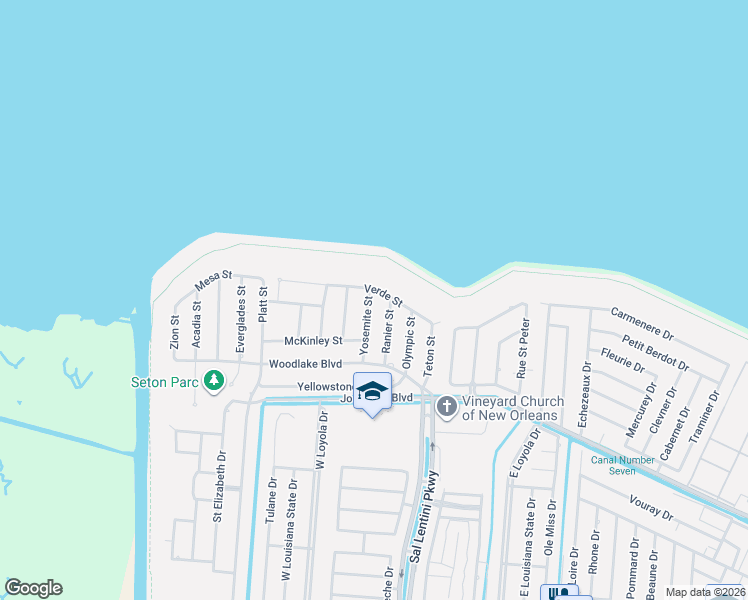 map of restaurants, bars, coffee shops, grocery stores, and more near 13 Yosemite Street in Kenner
