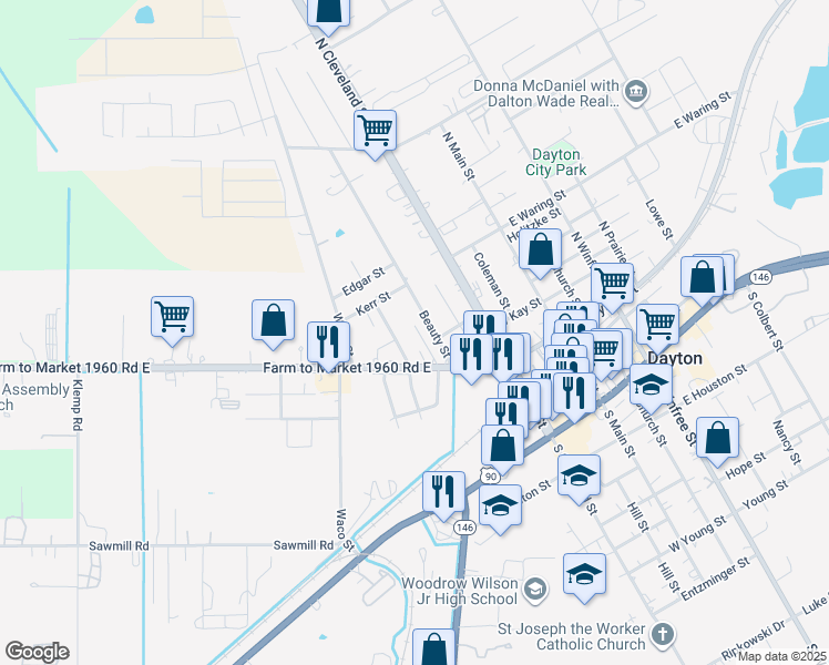 map of restaurants, bars, coffee shops, grocery stores, and more near 706 Ester Street in Dayton