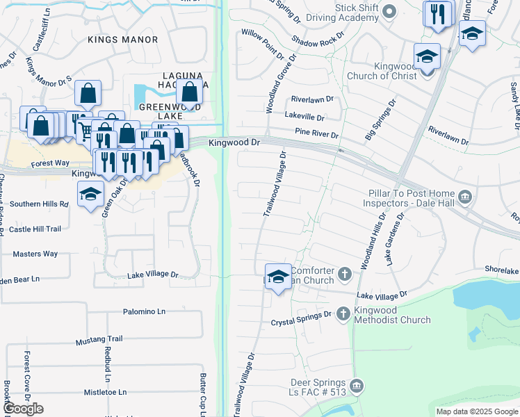 map of restaurants, bars, coffee shops, grocery stores, and more near 1942 Running Springs Drive in Houston