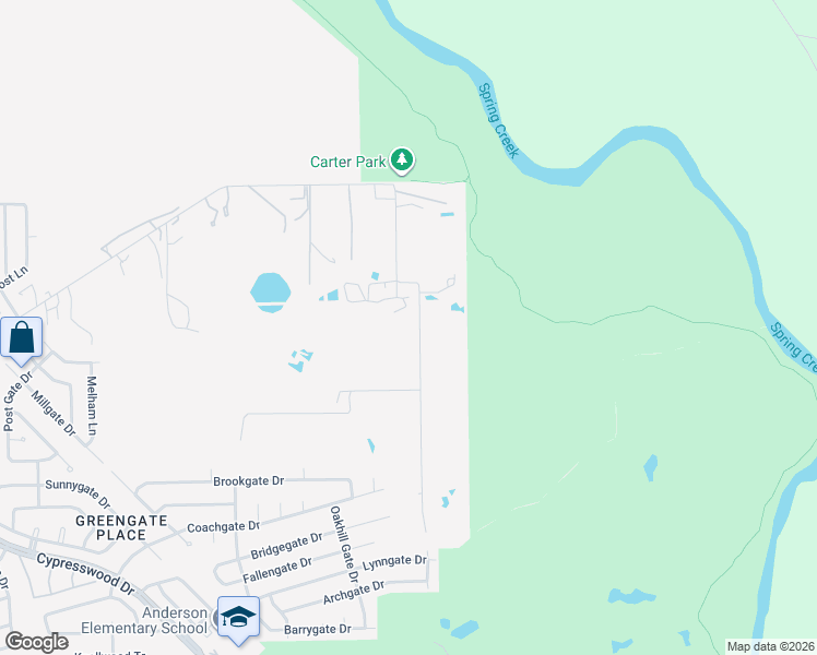map of restaurants, bars, coffee shops, grocery stores, and more near 7320 Carl Road Ext in Spring