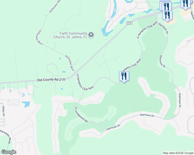 map of restaurants, bars, coffee shops, grocery stores, and more near 366 South Hampton Club Way in St. Augustine