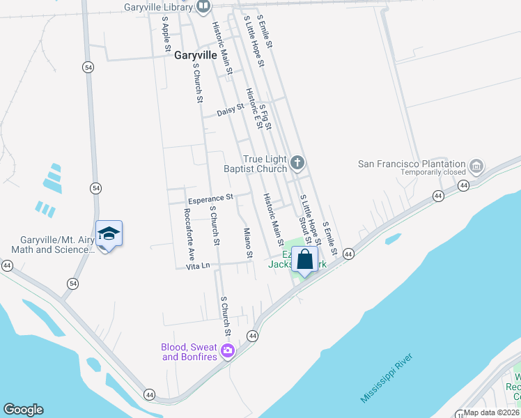 map of restaurants, bars, coffee shops, grocery stores, and more near 237 Historic Main Street in Garyville