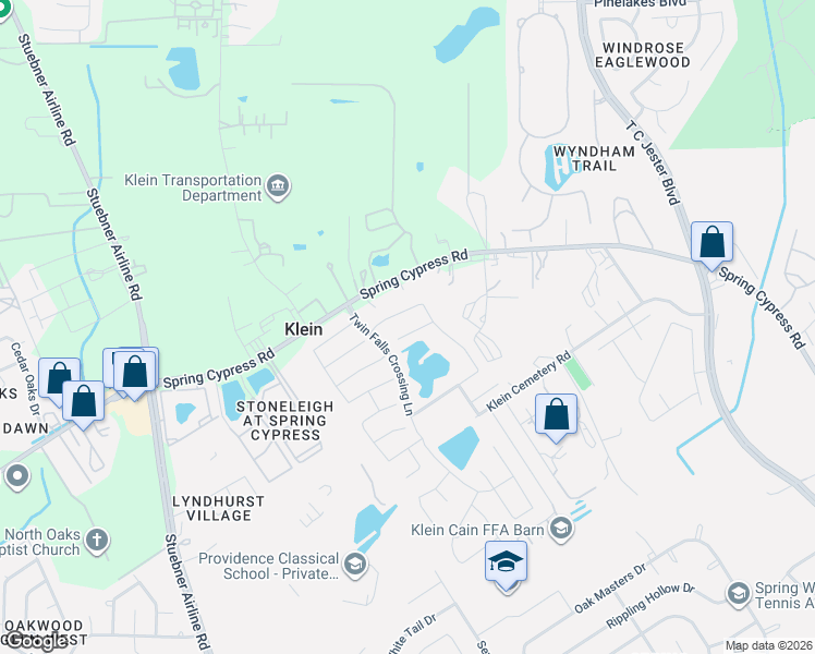 map of restaurants, bars, coffee shops, grocery stores, and more near 6931 Hamilton Falls Lane in Spring