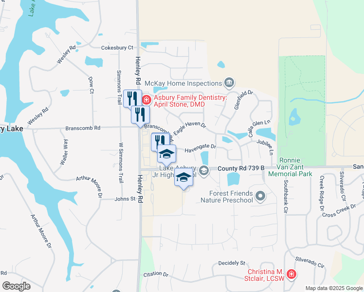 map of restaurants, bars, coffee shops, grocery stores, and more near 3092 Havengate Drive in Green Cove Springs