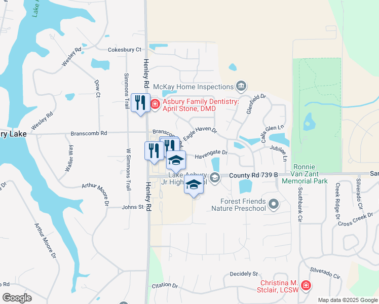 map of restaurants, bars, coffee shops, grocery stores, and more near 3092 Havengate Drive in Green Cove Springs