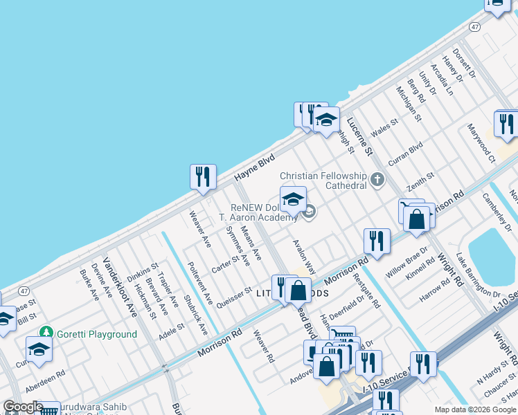 map of restaurants, bars, coffee shops, grocery stores, and more near 7901 Read Boulevard in New Orleans