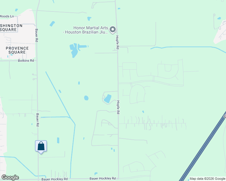 map of restaurants, bars, coffee shops, grocery stores, and more near 18703 Hopfe Road in Harris County