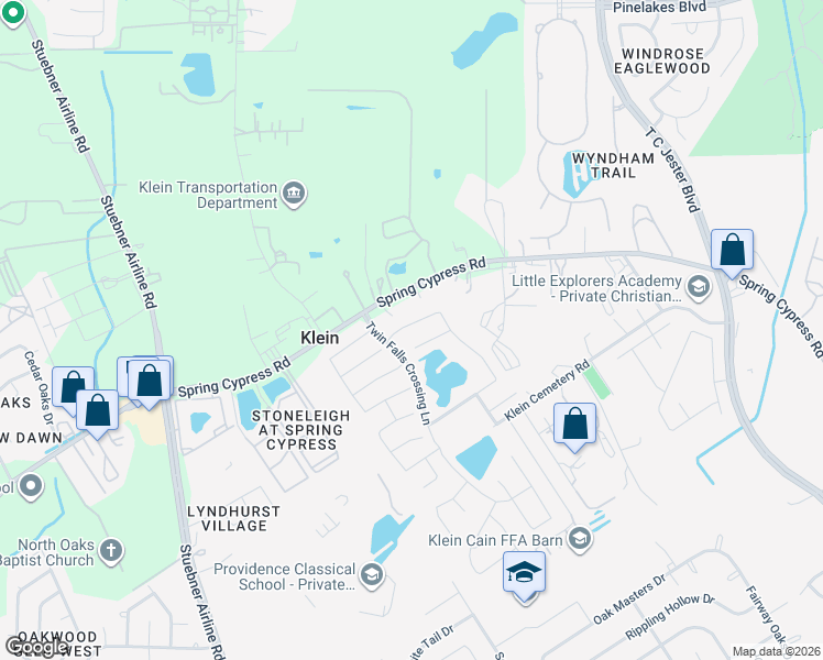 map of restaurants, bars, coffee shops, grocery stores, and more near 6931 Hamilton Falls Lane in Spring