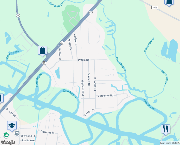 map of restaurants, bars, coffee shops, grocery stores, and more near 5239 Fairview Drive in Orange