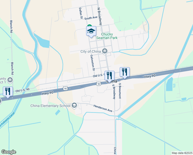 map of restaurants, bars, coffee shops, grocery stores, and more near 229 West Railroad Street in China