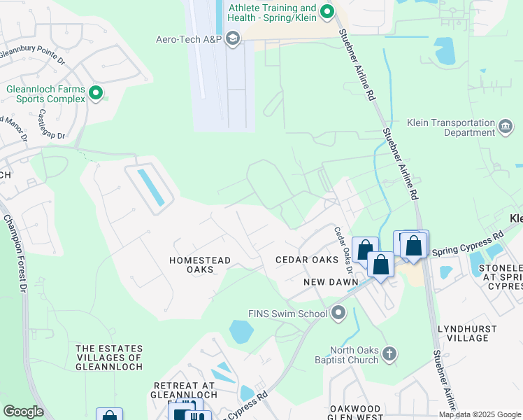 map of restaurants, bars, coffee shops, grocery stores, and more near 18930 Valka Road in Spring
