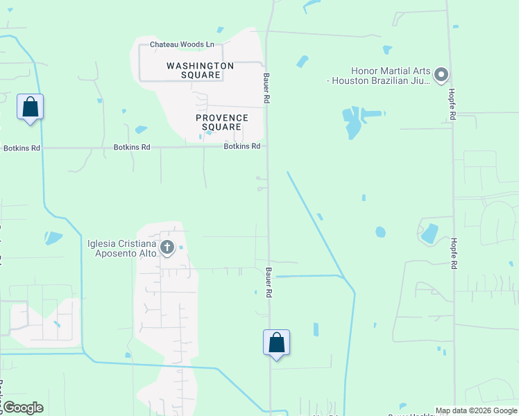 map of restaurants, bars, coffee shops, grocery stores, and more near 18703 Bauer Road in Hockley