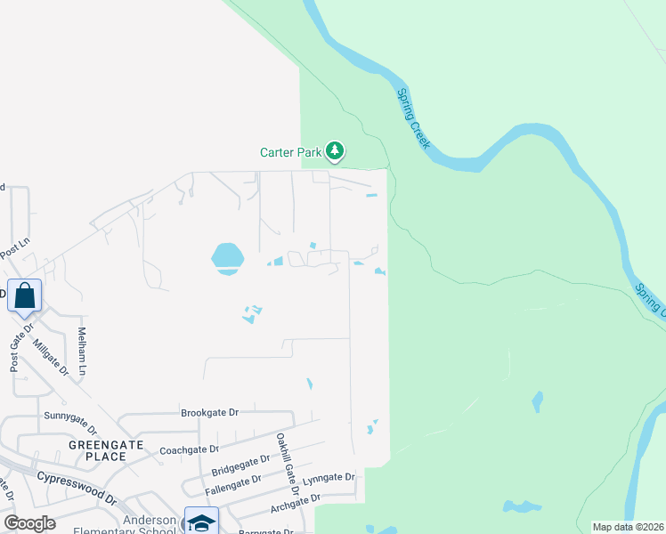 map of restaurants, bars, coffee shops, grocery stores, and more near 7320 Carl Road Ext in Spring