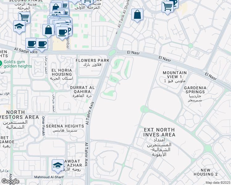 map of restaurants, bars, coffee shops, grocery stores, and more near in Second New Cairo