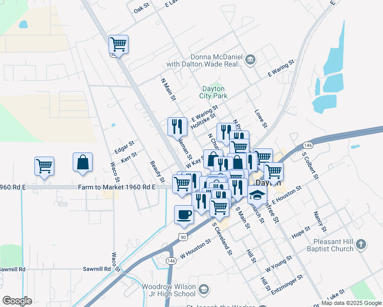 map of restaurants, bars, coffee shops, grocery stores, and more near 703 Coleman Street in Dayton