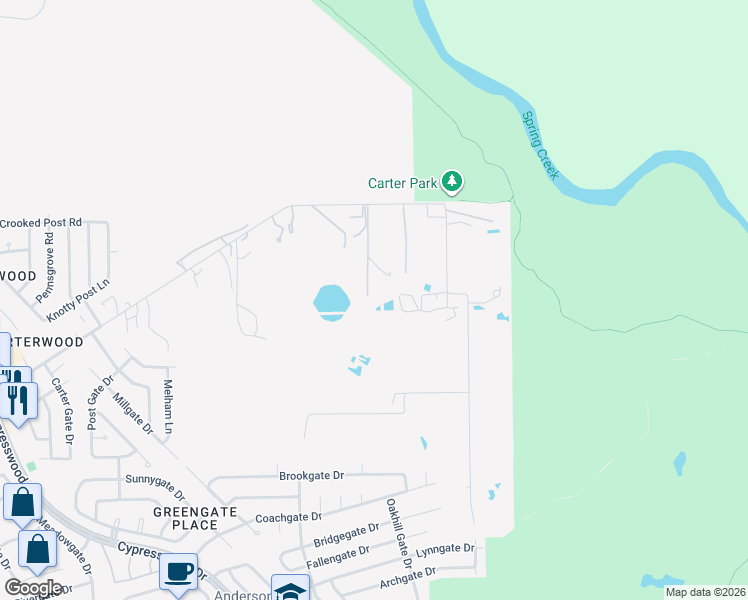 map of restaurants, bars, coffee shops, grocery stores, and more near 7010 Treaschwig Road in Spring