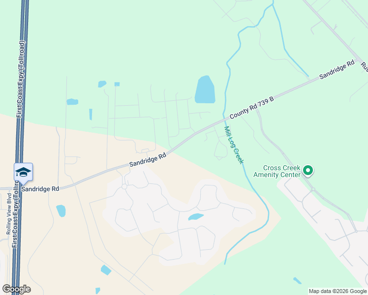map of restaurants, bars, coffee shops, grocery stores, and more near Feed Mill Road in Green Cove Springs
