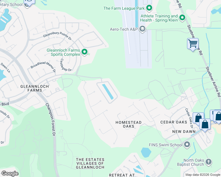 map of restaurants, bars, coffee shops, grocery stores, and more near 8927 Gardenia Meadow Lane in Spring