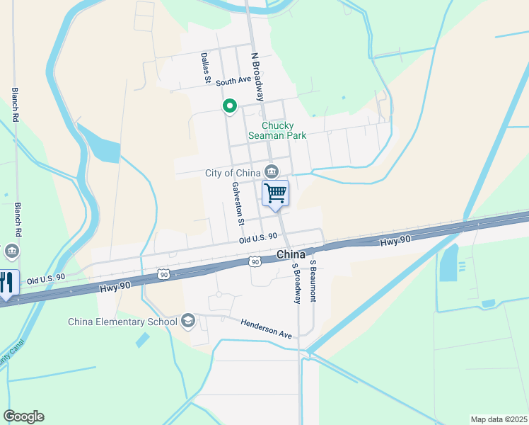 map of restaurants, bars, coffee shops, grocery stores, and more near 120-198 Texas Ave in China