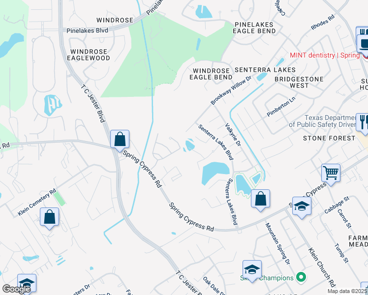 map of restaurants, bars, coffee shops, grocery stores, and more near 6238 Avon Landing Lane in Spring