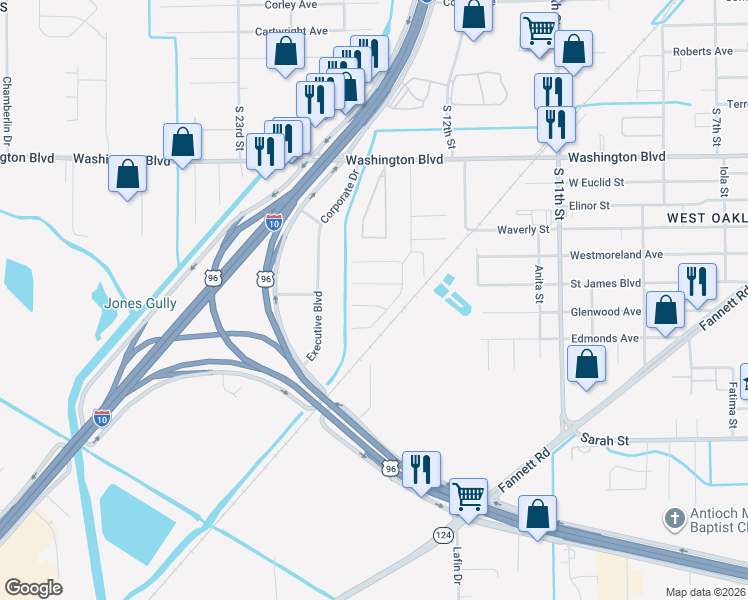 map of restaurants, bars, coffee shops, grocery stores, and more near 4225 Simpson Drive in Beaumont
